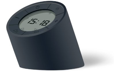 Ceas deșteptător cu LED Gingko Edge, negru