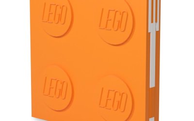Caiet cu pix cu gel LEGO®, 15,9 x 15,9 cm, portocaliu