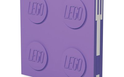 Caiet cu pix cu gel LEGO®, 15,9 x 15,9 cm, mov