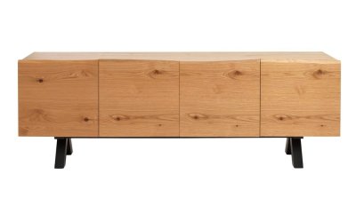 Comodă joasă din lemn de stejar alb Unique Furniture Oliveto