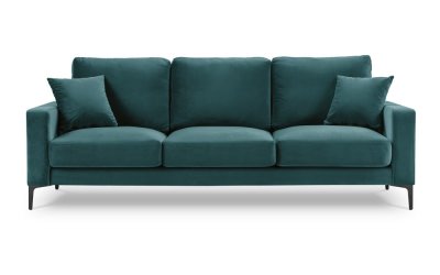 Canapea cu tapițerie din catifea Kooko Home Harmony, 220 cm, albastru turcoaz