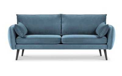 Canapea cu tapițerie din catifea Kooko Home Lento, 198 cm, albastru deschis