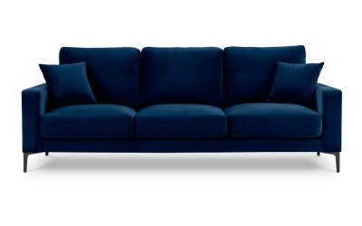 Canapea cu tapițerie din catifea Kooko Home Harmony, 220 cm, albastru marin