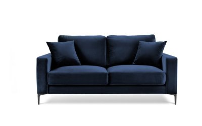 Canapea cu tapițerie din catifea Kooko Home Harmony, 158 cm, albastru marin