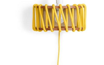 Aplică cu structură din lemn EMKO Macaron, lungime 30 cm, galben