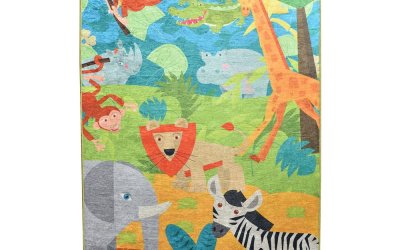 Covor antiderapant pentru copii Chilai Animals, 100 x 160 cm