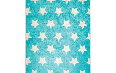Covor antiderapant pentru copii Chilai Stars, 100 x 160 cm, albastru