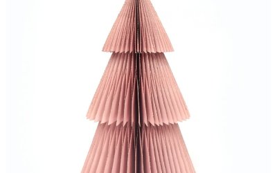 Decorațiune din hârtie pentru Crăciun, formă brad Only Natural, înălțime 22,5 cm, roz
