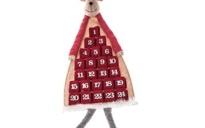 Calendar advent textil suspendat Dakls, lungime 110 cm, roșu, formă ren