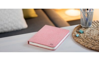 Veioză de birou cu LED Ginko Booklight Large, formă de carte, roz