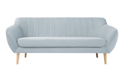 Canapea cu tapițerie din catifea Mazzini Sofas Sardaigne, 188 cm, albastru deschis