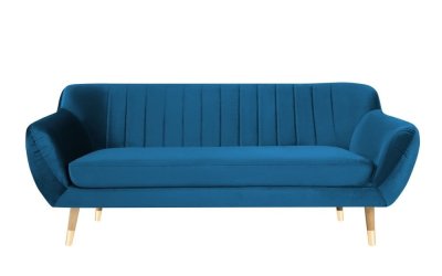 Canapea cu tapițerie din catifea Mazzini Sofas Benito, albastru, 188 cm