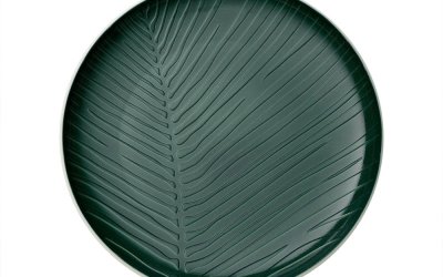 Farfurie din porțelan Villeroy & Boch Leaf, ⌀ 24 cm, alb-verde