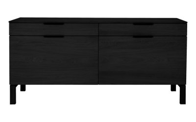 Comodă cu 2 sertare din lemn de stejar Canett Soho, lățime 180 cm, negru