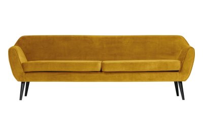 Canapea din catifea WOOOD Rocco, 230 cm, galben
