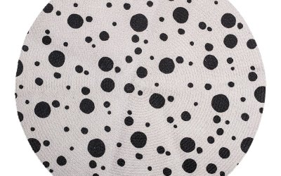 Covor pentru copii Bloomingville Mini Dots, ⌀ 80 cm, gri-negru