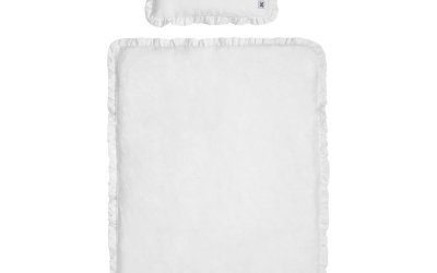 Lenjerie de pat din in cu umplutură, pentru copii BELLAMY Snow White, 100 x 135 cm, alb