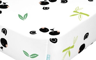 Cearșaf din bumbac pentru copii Moshi Moshi Panda, 60 x 120 cm
