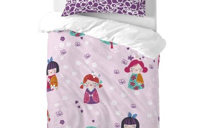 Lenjerie de pat din bumbac pentru copii Moshi Moshi Cherry Blossom, 115 x 145 cm