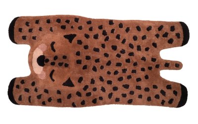 Covor din bumbac lucrat manual pentru copii Nattiot Cheetah, 65 x 125 cm