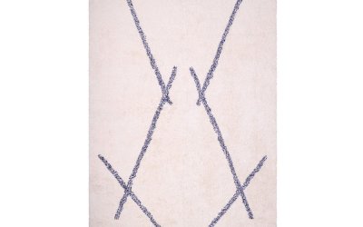 Covor din bumbac lucrat manual Nattiot Shaanti, 110 x 170 cm, alb – gri