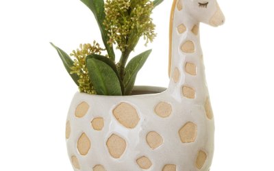Ghiveci Sass & Belle Gina Giraffe, ø 7,5 cm, alb – bej
