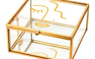 Cutie pentru bijuterii cu detalii aurii Sass & Belle Abstract Face