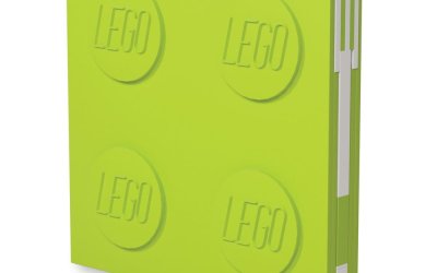 Caiet cu pix cu gel LEGO®, 15,9 x 15,9 cm, verde deschis