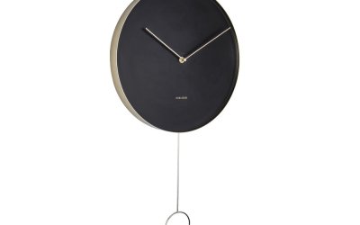 Ceas cu pendul pentru perete Karlsson Pendulum, ø 34 cm, negru