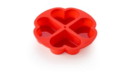 Formă despărțitoare din silicon pentru tort în formă de inimă Lékué, ⌀ 25 cm, roșu