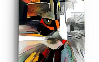 Tablou din sticlă Insigne Abstract Cat, 60 x 60 cm
