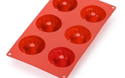 Formă din silicon pentru 6 mini pandișpane Lékué, roșu