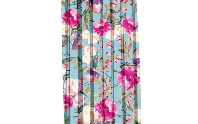 Draperie Mike & Co. NEW YORK Butterflies Blossom, 140 x 270 cm, albastru-roz