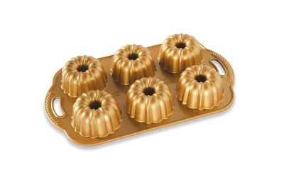 Formă pentru 6 mini prăjiturele Nordic Ware Anniversary, 1,1 l, auriu