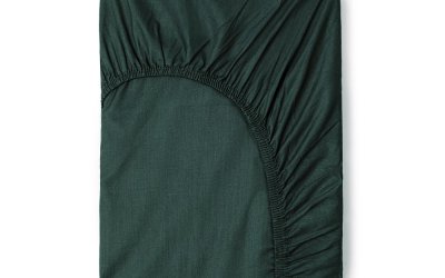 Cearșaf elastic din bumbac Good Morning, 140 x 200 cm, verde închis