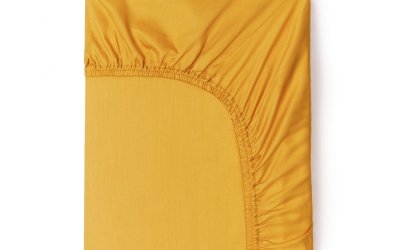 Cearșaf elastic din bumbac satinat HIP, 140 x 200 cm, galben închis