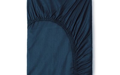 Cearșaf elastic din bumbac Good Morning, 140 x 200 cm, albastru închis