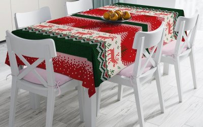 Față de masă din amestec de bumbac cu model de Crăciun Minimalist Cushion Covers Merry Christmas, 140 x 180 cm