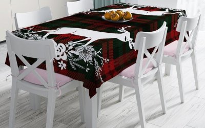 Față de masă din amestec de bumbac cu model de Crăciun Minimalist Cushion Covers Tartan, 140 x 180 cm
