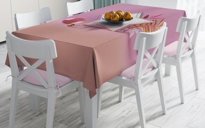 Față de masă din amestec de bumbac Minimalist Cushion Covers Pink Star, 140 x 180 cm