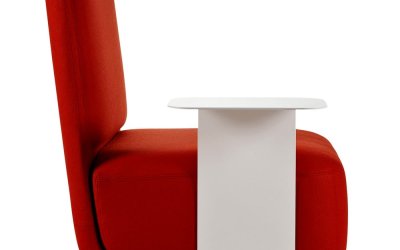 Fotoliu cu măsuță metalică albă Softline Standby High + Side Table, roșu