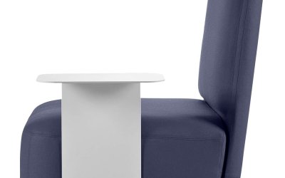 Fotoliu cu măsuță metalică albă Softline Standby High + Side Table, albastru închis