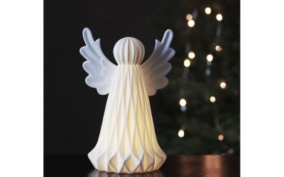 Decorațiune cu LED din ceramică pentru Crăciun Star Trading Vinter, înălțime 23 cm, alb