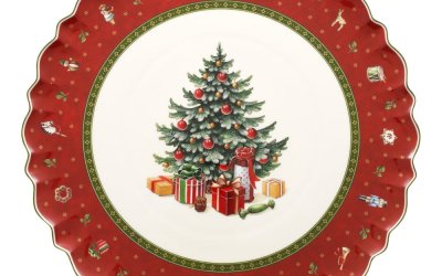 Farfurie din porțelan cu model de Crăciun Toy’s Delight Villeroy&Boch, ø 33 cm, alb – roșu