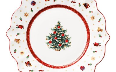 Farfurie din porțelan cu motiv de Crăciun Toy’s Delight Villeroy&Boch, ø 24 cm, alb – roșu