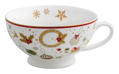 Ceașcă de ceai din porțelan cu motive de Crăciun Brandani Alleluia New Bone, ⌀ 14 cm