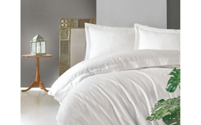 Lenjerie de pat din bumbac satinat Cotton Box Elegant, 240 x 260 cm, alb