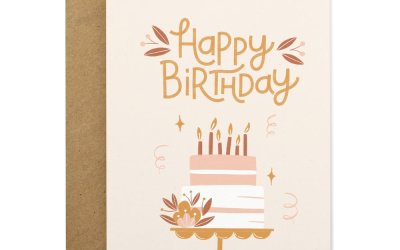Felicitare zi de naștere cu plic din hârtie reciclată Printintin Happy Birthday, format A6