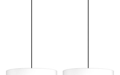 Lustră suspendată cu două brațe și detaliu argintiu Bulb Attack Tres XL, ⌀ 45 cm, alb