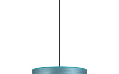 Lustră din furnir natural Bulb Attack Ocho XL, ⌀ 45 cm, albastru